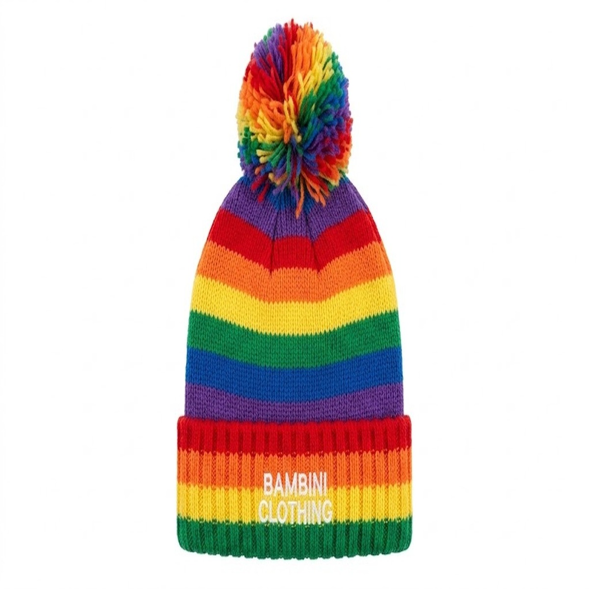 Rainbow Pom Pom Hat